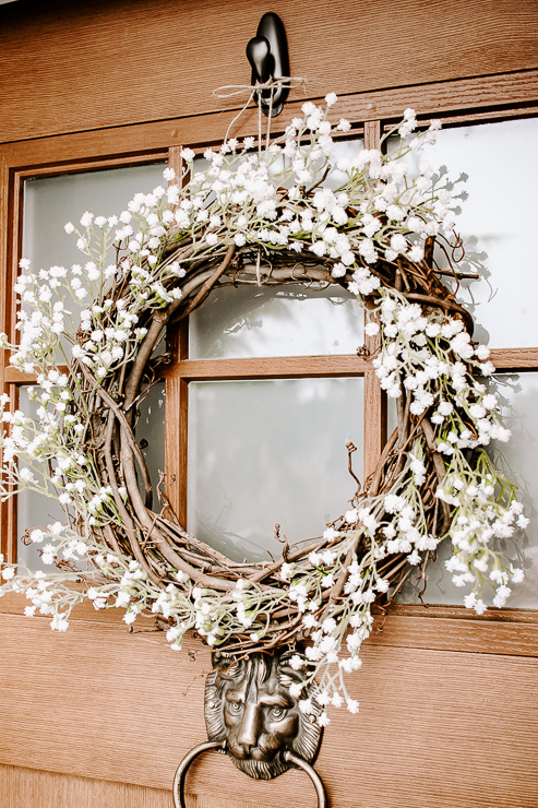 Spring Wreath hanging on front door