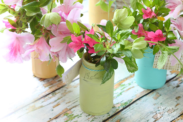 Farmhouse Painted (chalk like paint) Jar Vases | Pretty Handy Girl