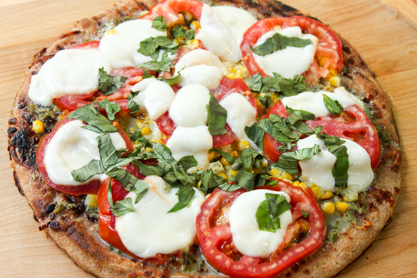 Grilled Corn Pesto Pizza