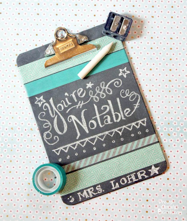 chalkboard paint projects - decorated chalkboard washi clipboard