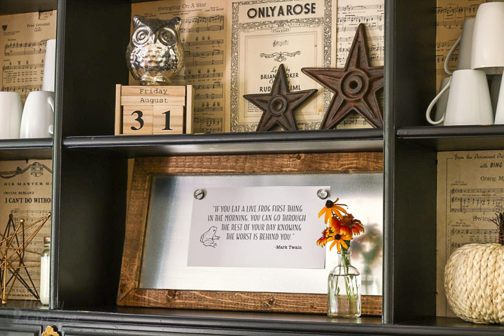 dining room hutch with mark twain eat the frog quote