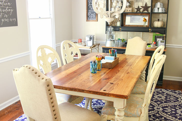 dining room makeover into homework station