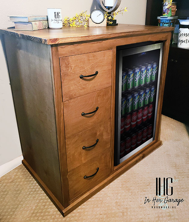 diy beverage center housing mini fridge