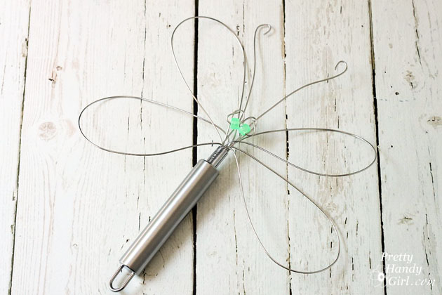 Dragonfly Garden Decor using a Dollar Store Whisk and Skewer | Pretty Handy Girl