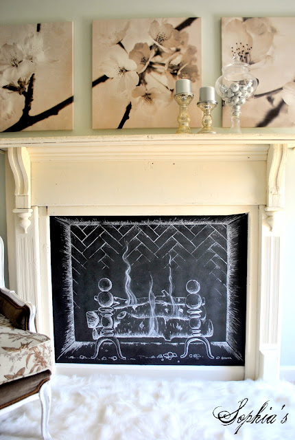 chalkboard paint projects - create a fireplace draft stopper