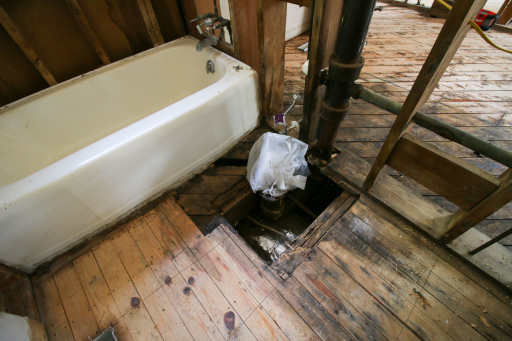 rotted floor around toilet