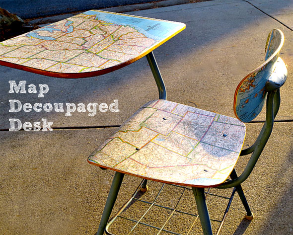 Map Decoupaged Desk Chair