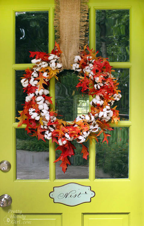 Cotton Fall Wreath and Décor for the Entryway