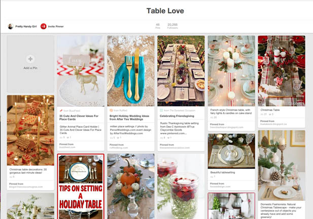 Pinterest board of Tablescapes