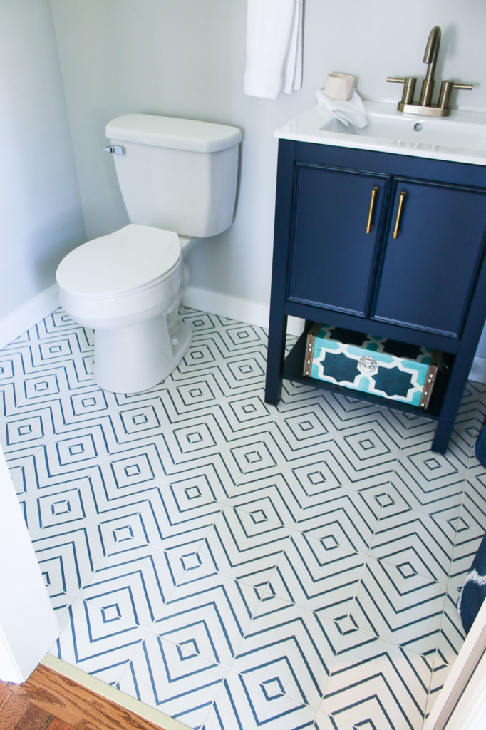 Lili Cement Tile Mia 4, Navy and White diagonal box tiles