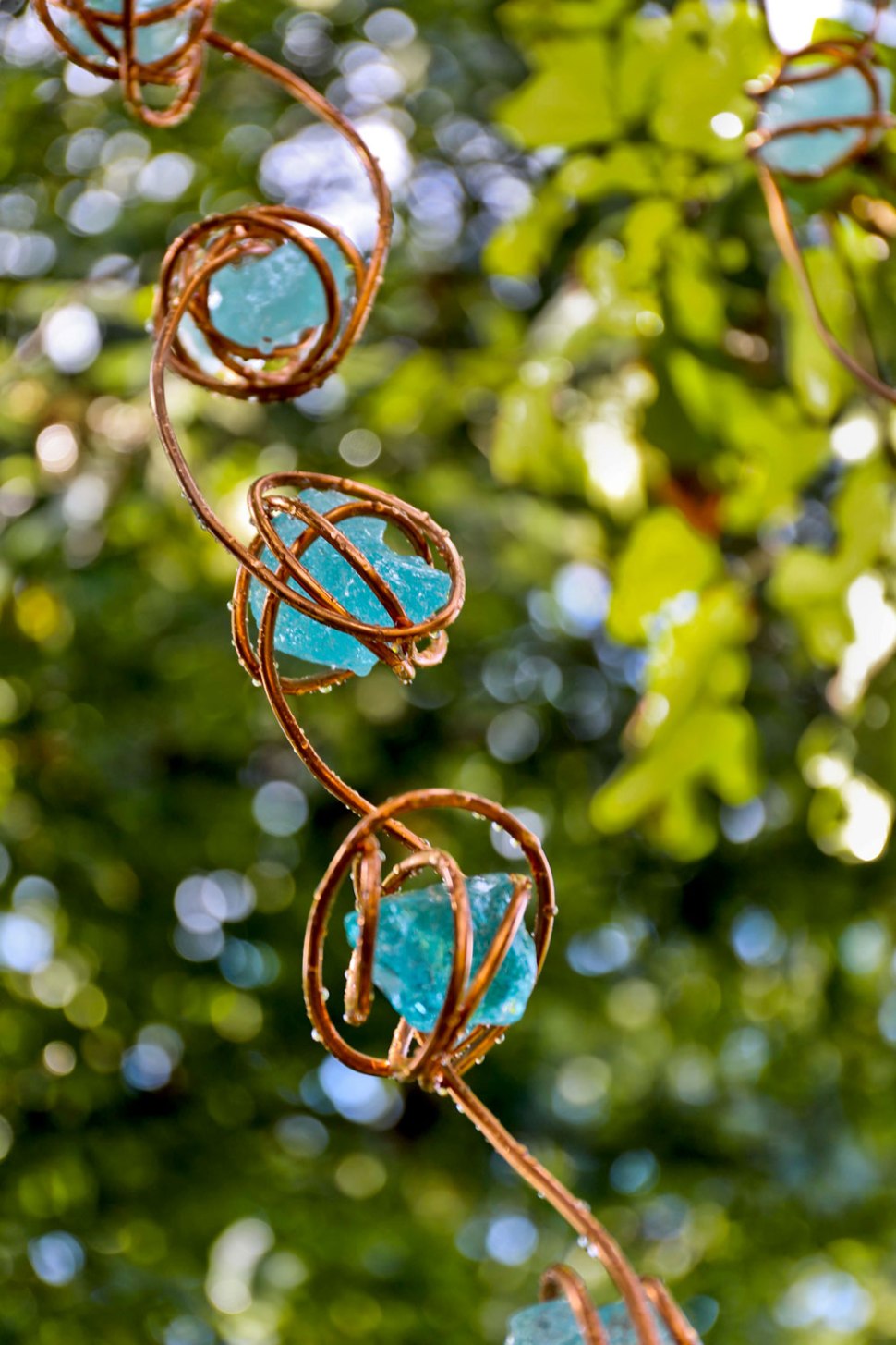 glass and copper diy rain chain