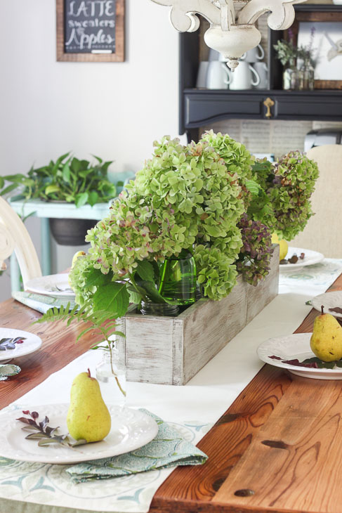 Hydrangeas in rustic trough box