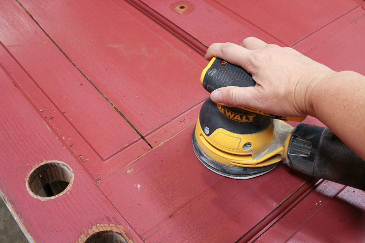 Sanding door smooth