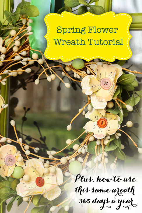 How to Create a Beautiful Spring Wreath with Scrapbook flowers and buttons