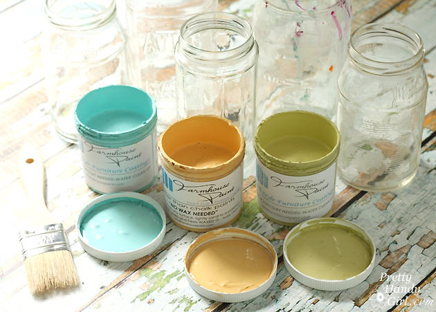 Farmhouse Painted (chalk like paint) Jar Vases | Pretty Handy Girl