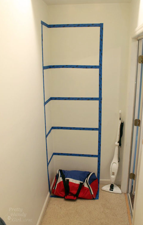 Sport Gear Storage Shelves in a Small Space | Pretty Handy Girl