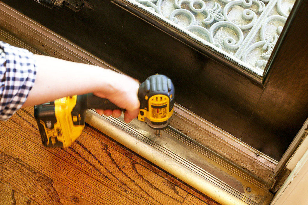 driving screws into door threshold