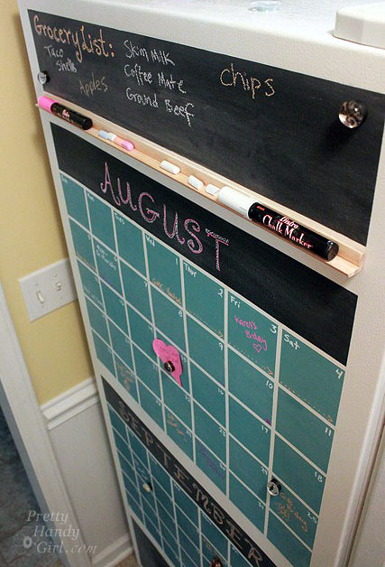 chalkboard paint projects - chalkboard calendar for refrigerator