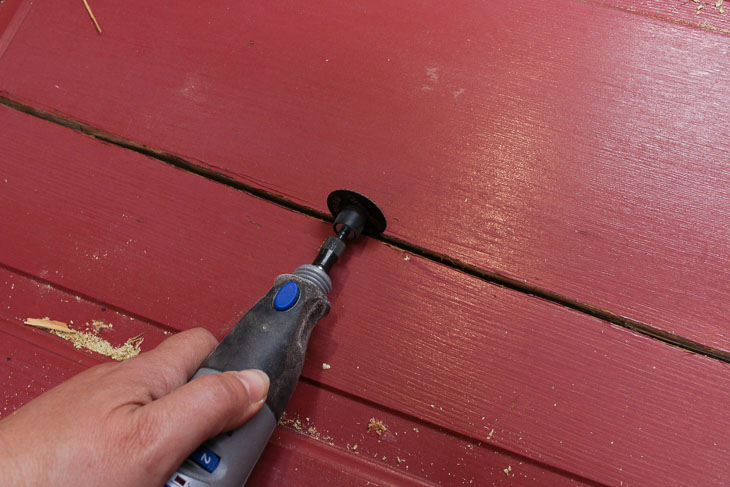 Open door panel crack with dremel cutting wheel